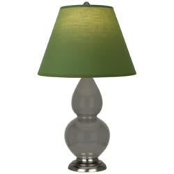 Double Gourd 22.75"H Ash And Silver Lamp w/ Tea Green And Taupe Shade