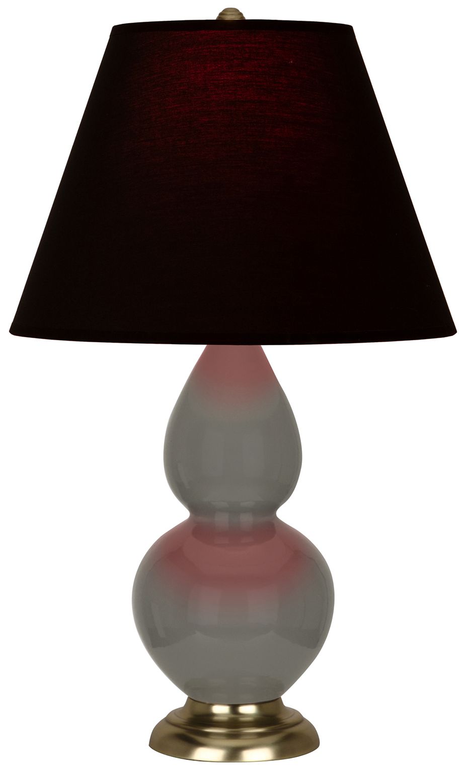 Double Gourd 22.75"H Ash & Brass Accent Lamp w/ Ink & Rose Made to Order