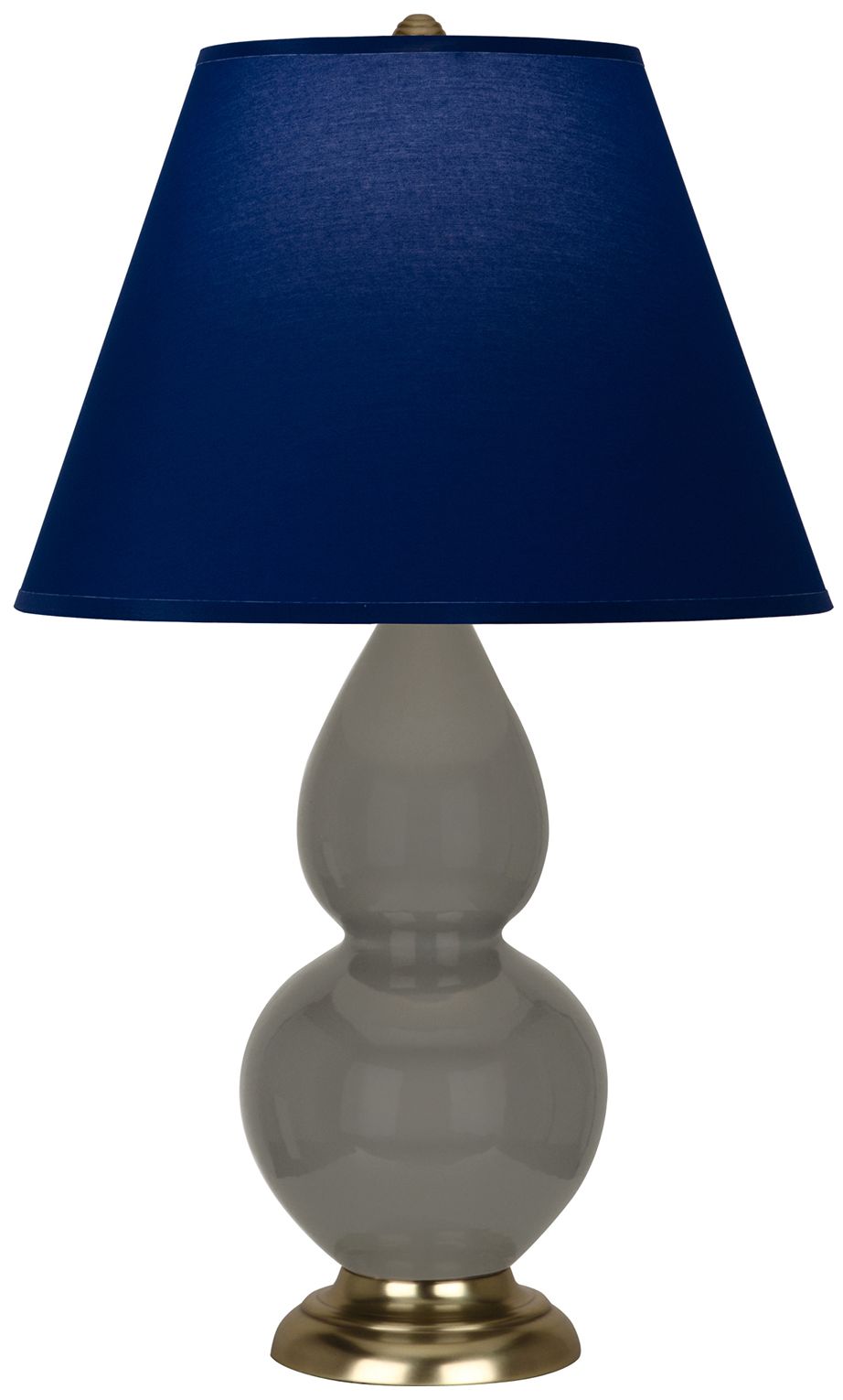 Double Gourd 22.75"H Ash & Brass Accent Lamp w/ Navy & Gray Made to Order
