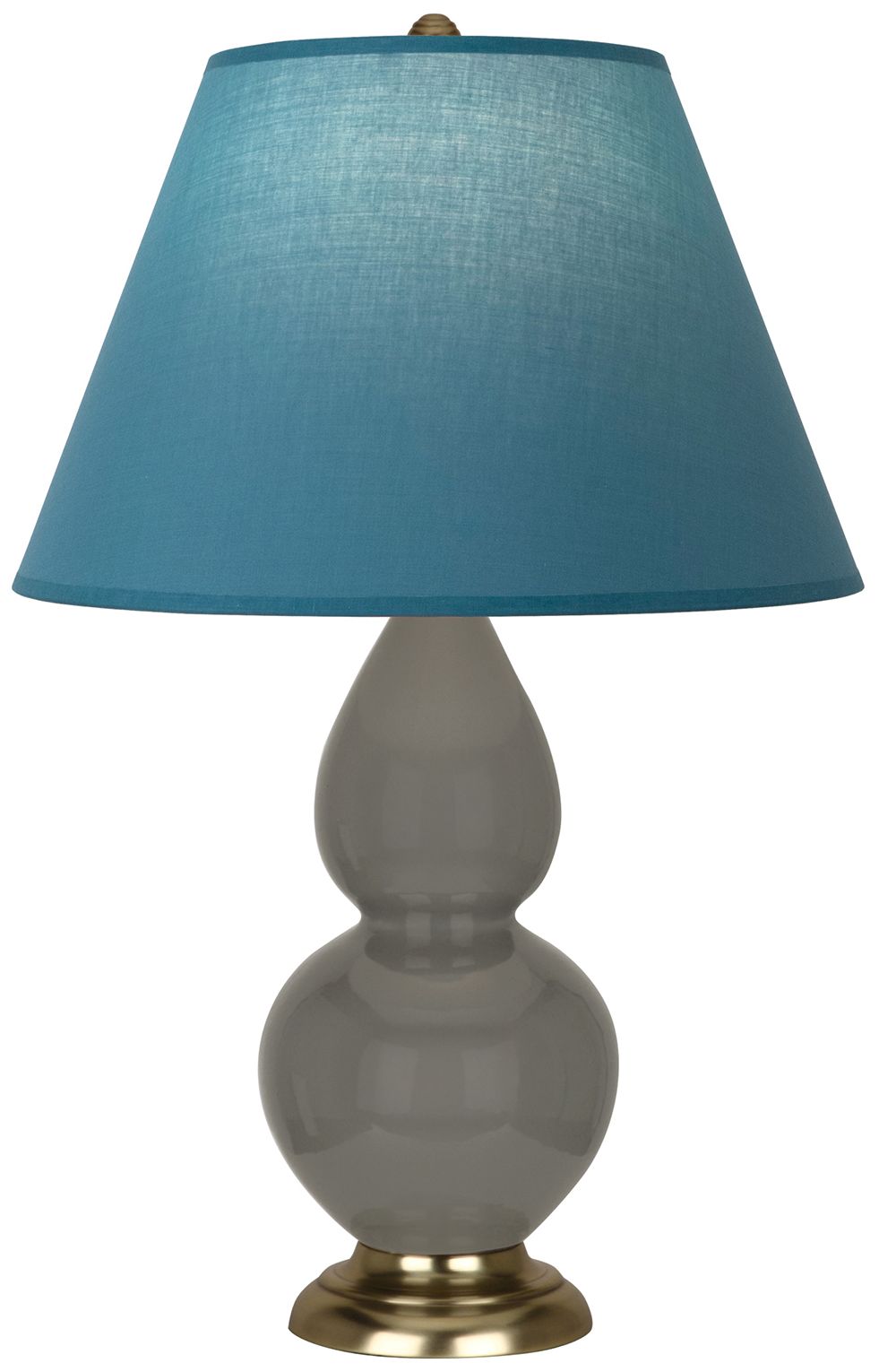 Double Gourd 22.75"H Ash & Brass Lamp w/ Bright Blue & Gray Made to Order