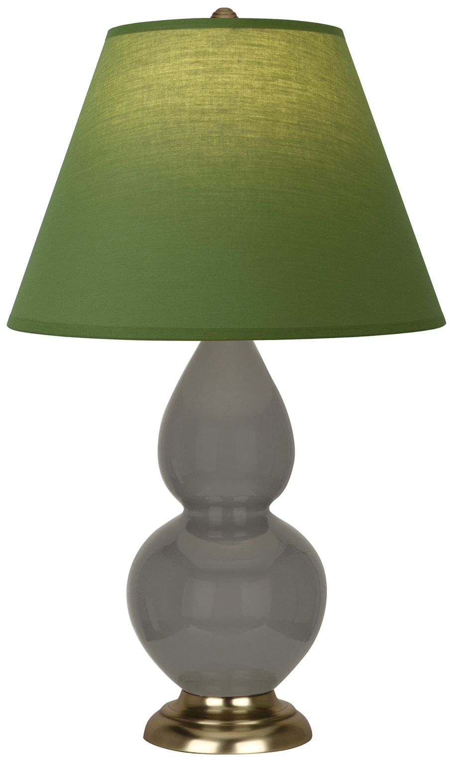 Double Gourd 22.75"H Ash & Brass Lamp w/ Tea Green & Taupe Made to Order
