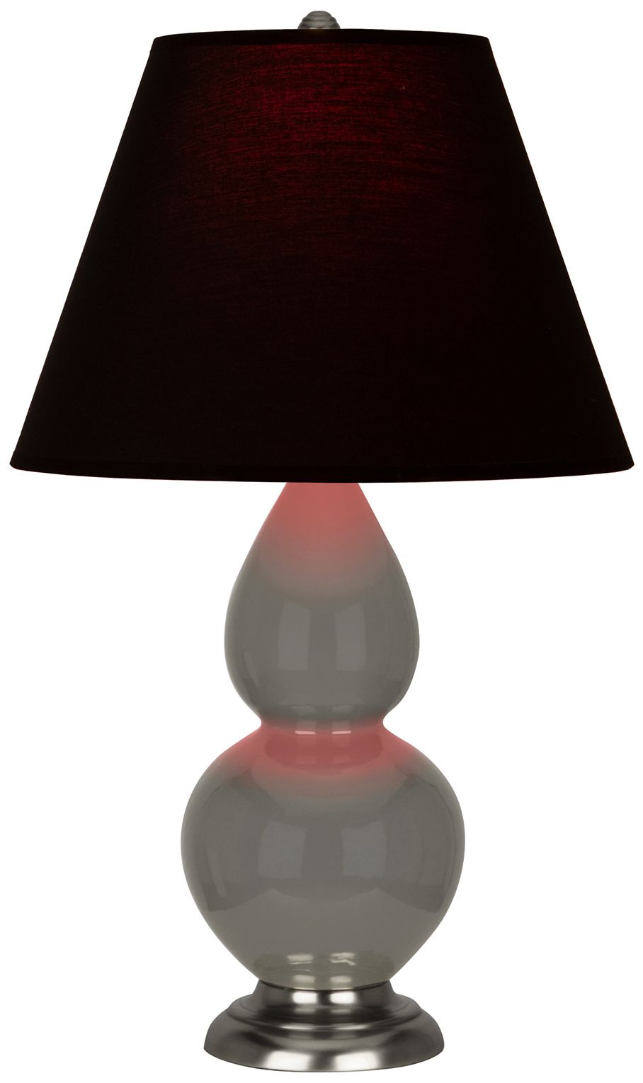 Double Gourd 22.75"H Ash & Silver Accent Lamp w/ Ink & Rose Made to Order