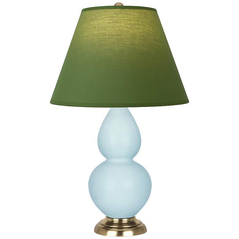 Image 1 Double Gourd 22.75"H Baby Blue And Brass Lamp w/ Tea And Taupe Shade