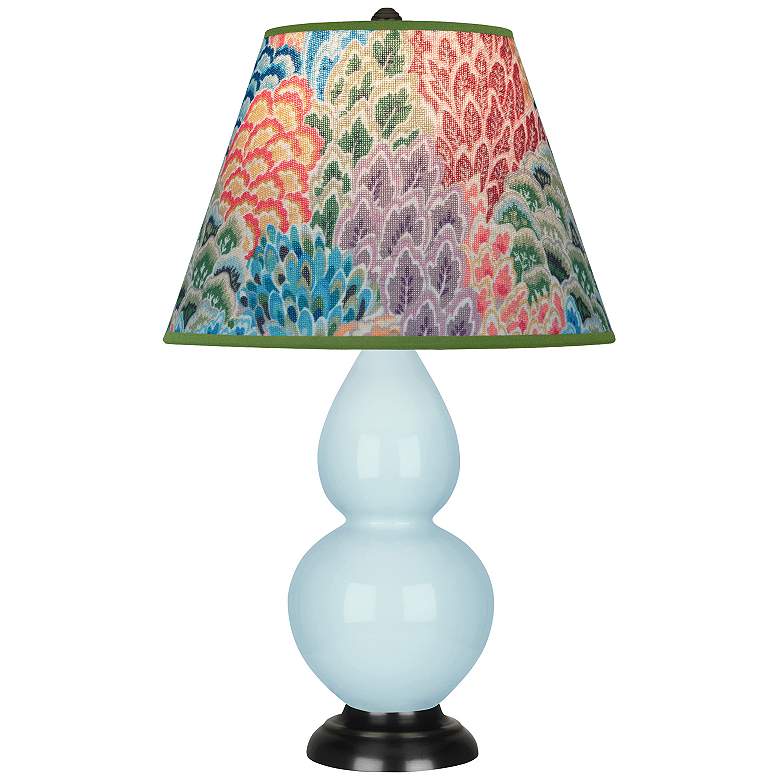 Image 1 Double Gourd 22.75"H Baby Blue And Bronze Accent Lamp w/ Spring Shade