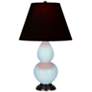 Double Gourd 22.75"H Baby Blue And Bronze Lamp w/ Ink And Rose Shade