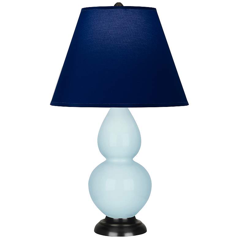 Image 1 Double Gourd 22.75"H Baby Blue And Bronze Lamp w/ Navy And Gray Shade