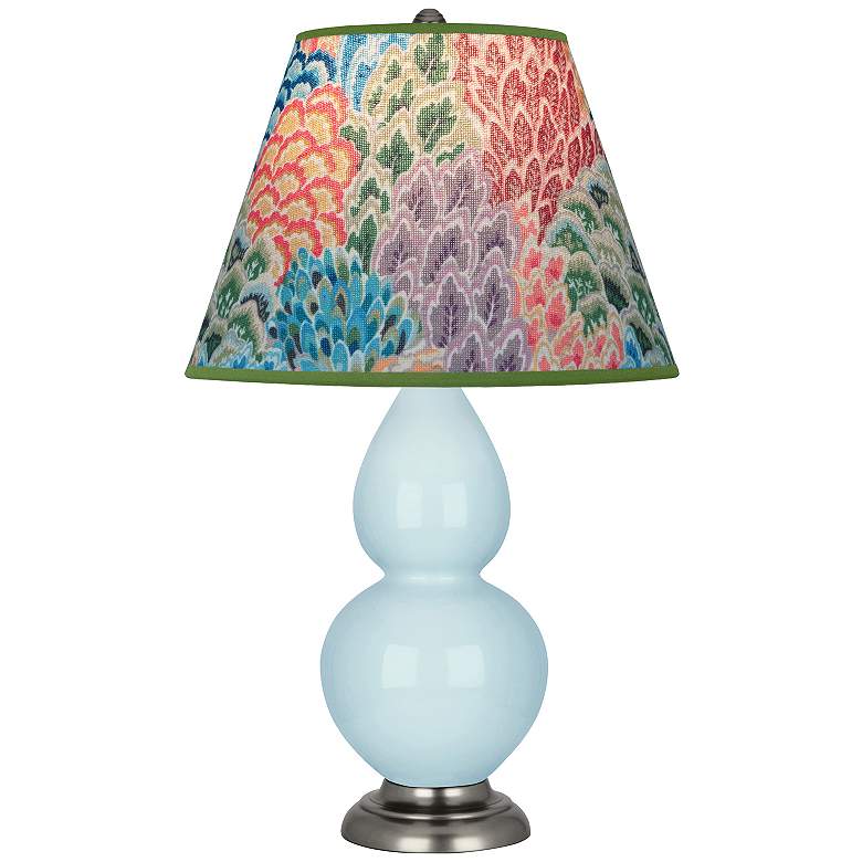 Image 1 Double Gourd 22.75"H Baby Blue And Silver Accent Lamp w/ Spring Shade