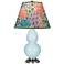 Double Gourd 22.75"H Baby Blue And Silver Accent Lamp w/ Spring Shade