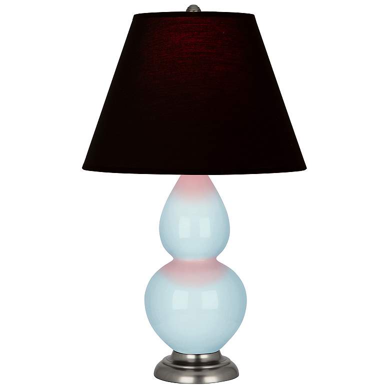 Image 1 Double Gourd 22.75"H Baby Blue And Silver Lamp w/ Ink And Rose Shade