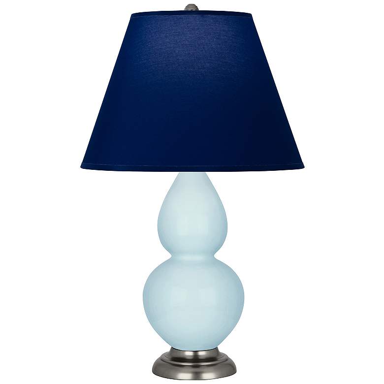 Image 1 Double Gourd 22.75"H Baby Blue And Silver Lamp w/ Navy And Gray Shade