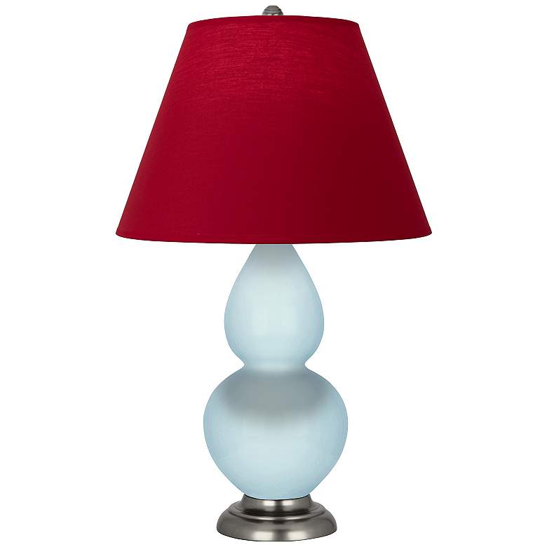Image 1 Double Gourd 22.75"H Baby Blue And Silver Lamp w/ Rose And Ink Shade