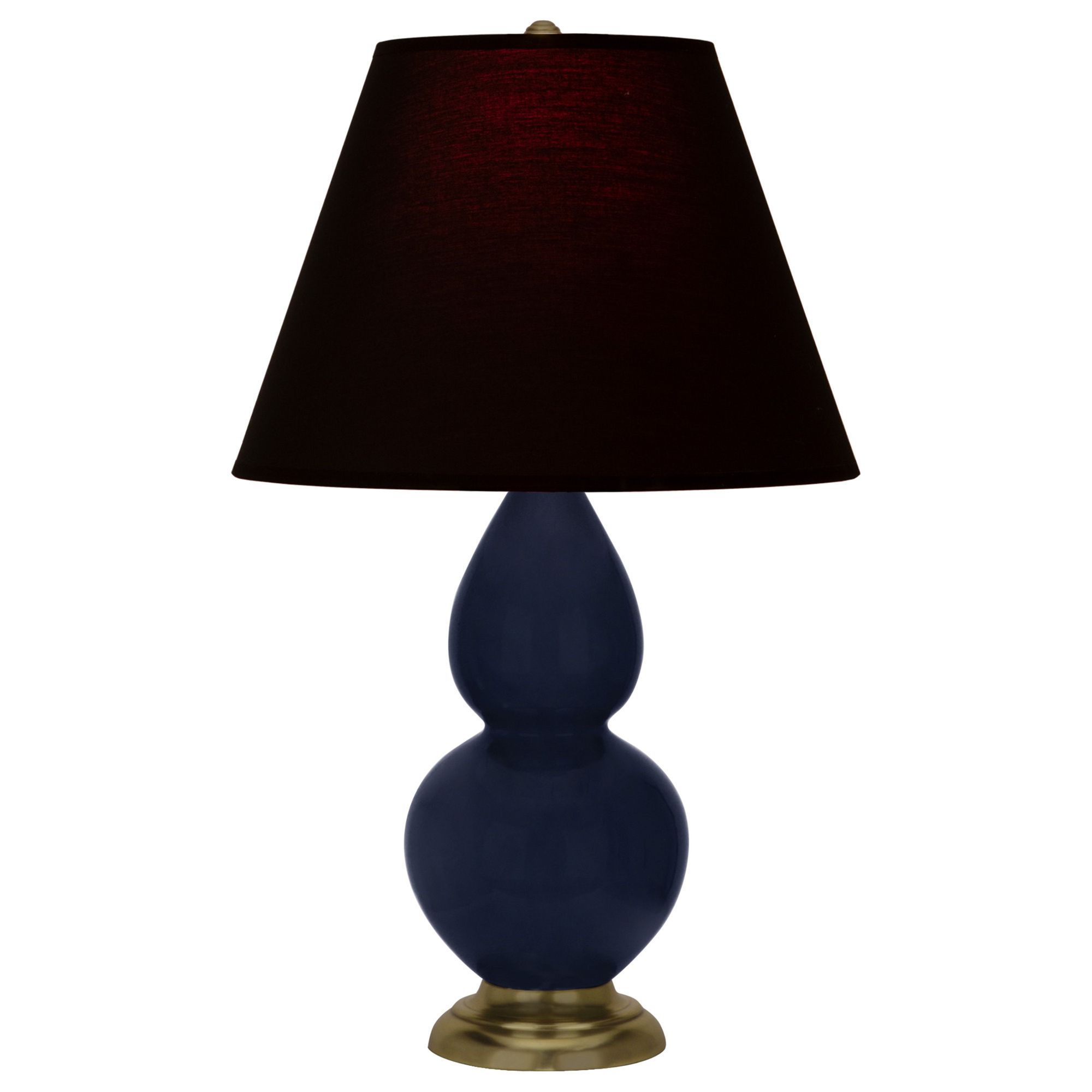 Image 2 Double Gourd 22.75"H Blue And Brass Accent Lamp w/ Ink And Rose Shade more views