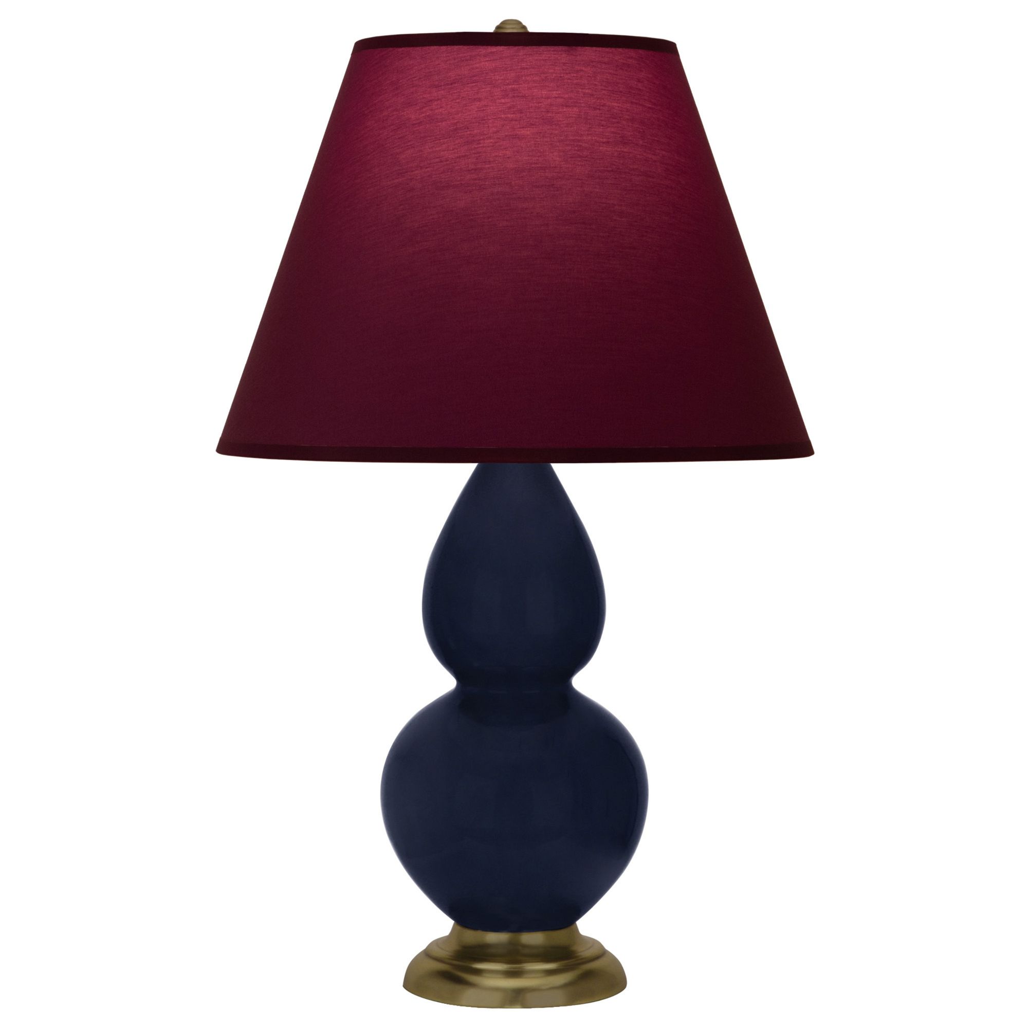 Image 2 Double Gourd 22.75"H Blue And Brass Lamp w/ Plum And Lavender Shade more views