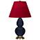 Double Gourd 22.75"H Blue And Brass Lamp w/ Rose And Ink Shade