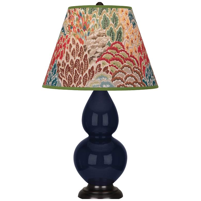 Image 1 Double Gourd 22.75"H Blue And Bronze Accent Lamp w/ Fall Floral Shade