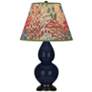 Double Gourd 22.75"H Blue And Bronze Accent Lamp w/ Fall Floral Shade