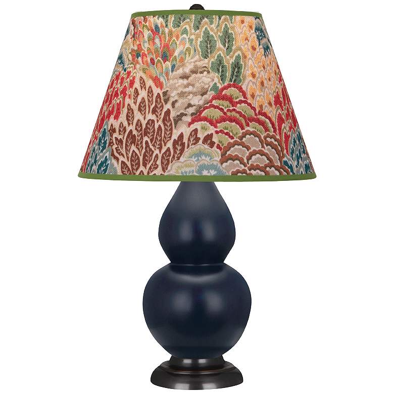 Image 1 Double Gourd 22.75"H Blue And Bronze Accent Lamp w/ Fall Floral Shade