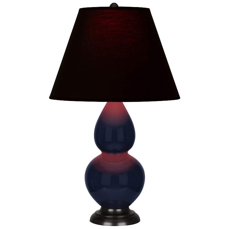 Image 1 Double Gourd 22.75"H Blue And Bronze Accent Lamp w/ Ink And Rose Shade