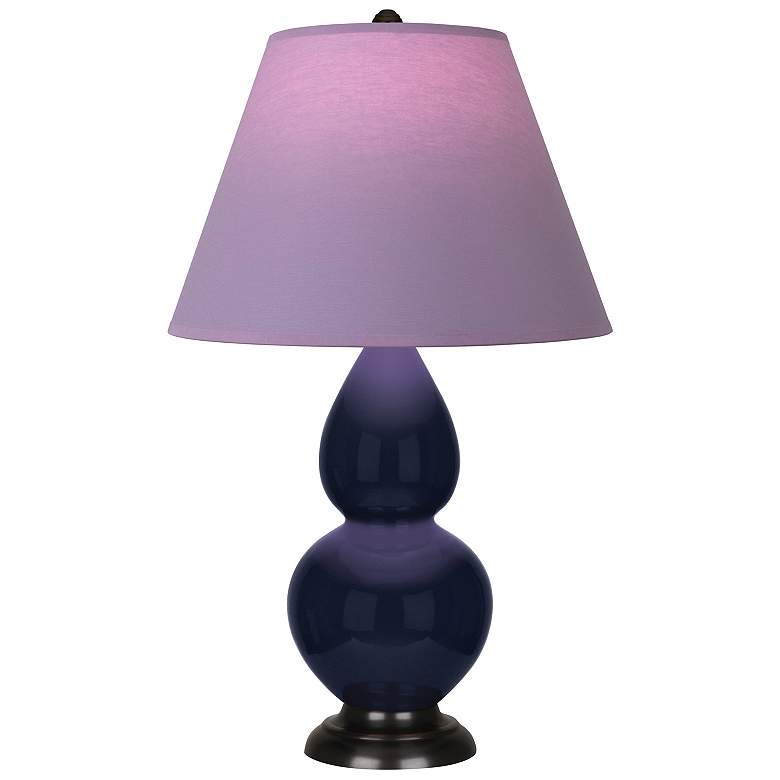 Image 1 Double Gourd 22.75"H Blue And Bronze Lamp w/ Lavender And Plum Shade