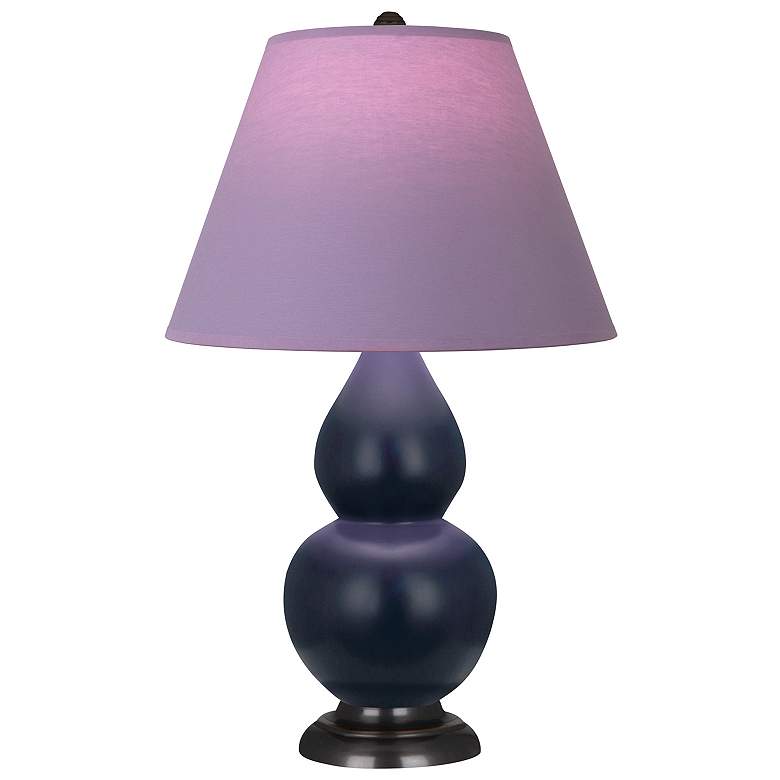 Image 1 Double Gourd 22.75"H Blue And Bronze Lamp w/ Lavender And Plum Shade
