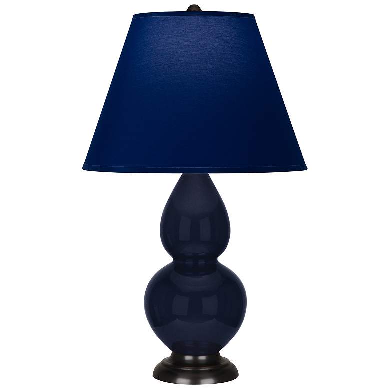 Image 1 Double Gourd 22.75"H Blue And Bronze Lamp w/ Navy And Gray Shade