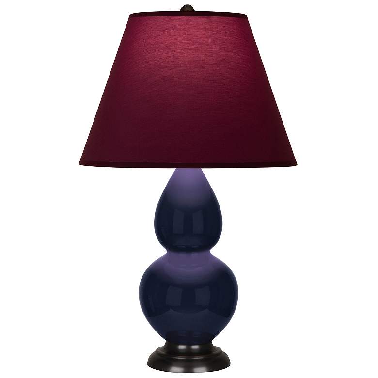 Image 1 Double Gourd 22.75"H Blue And Bronze Lamp w/ Plum And Lavender Shade