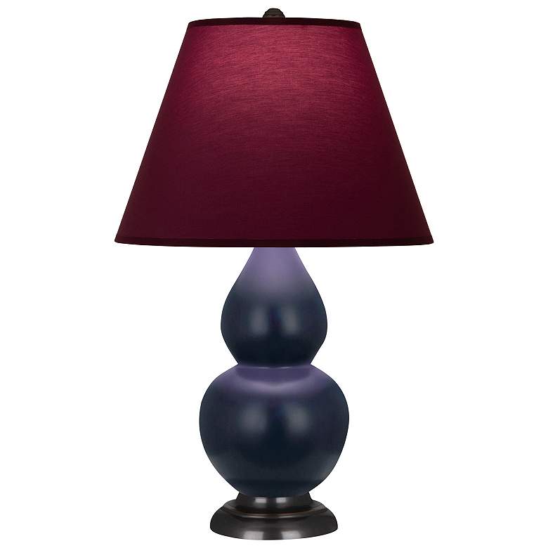 Image 1 Double Gourd 22.75"H Blue And Bronze Lamp w/ Plum And Lavender Shade