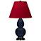 Double Gourd 22.75"H Blue And Bronze Lamp w/ Rose And Ink Shade