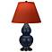 Double Gourd 22.75"H Blue And Bronze Lamp w/ Tangerine And Taupe Shade