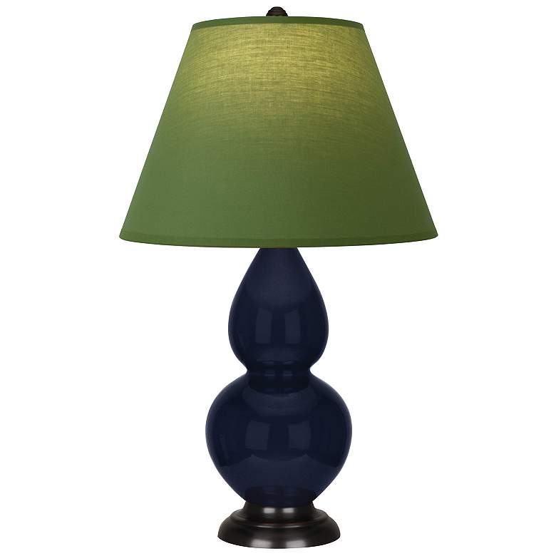Image 1 Double Gourd 22.75"H Blue And Bronze Lamp w/ Tea Green And Taupe Shade