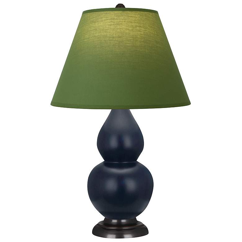 Image 1 Double Gourd 22.75"H Blue And Bronze Lamp w/ Tea Green And Taupe Shade