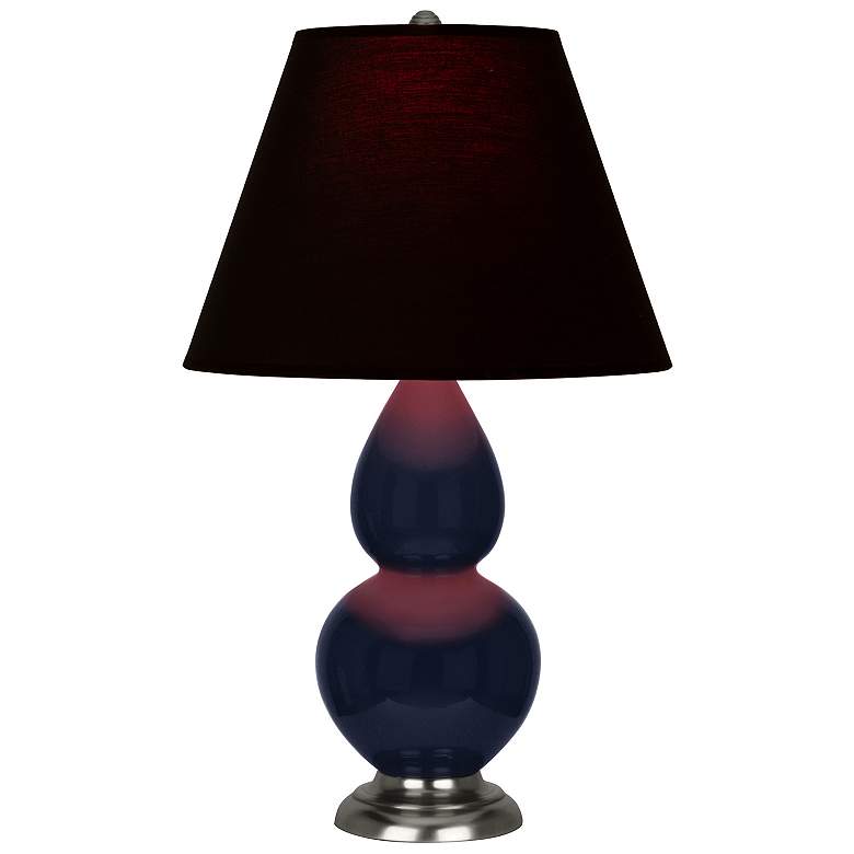 Image 1 Double Gourd 22.75"H Blue And Silver Accent Lamp w/ Ink And Rose Shade