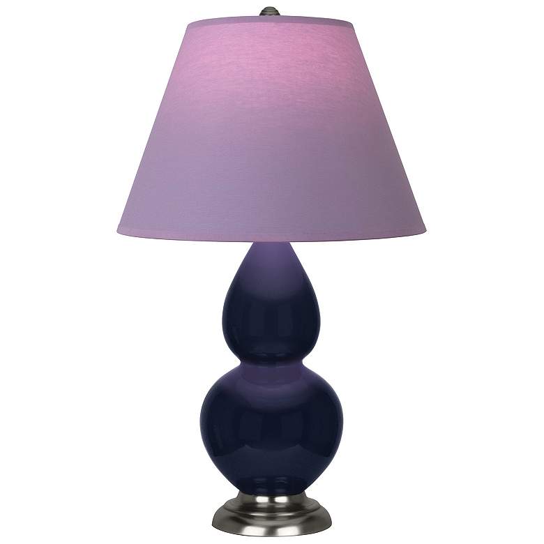 Image 1 Double Gourd 22.75"H Blue And Silver Lamp w/ Lavender And Plum Shade