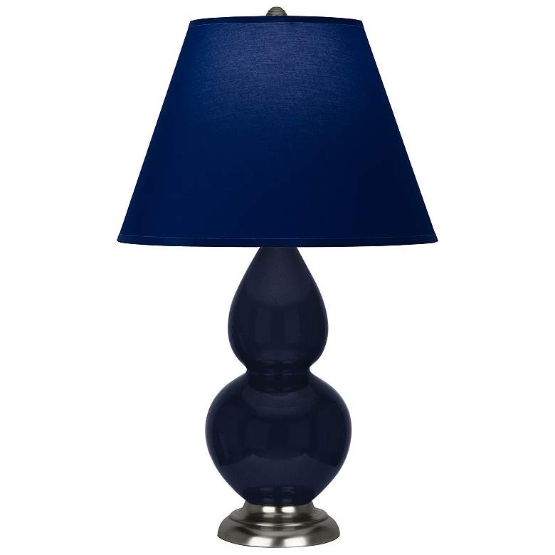 Image 1 Double Gourd 22.75"H Blue And Silver Lamp w/ Navy And Gray Shade
