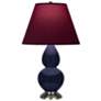 Double Gourd 22.75"H Blue And Silver Lamp w/ Plum And Lavender Shade