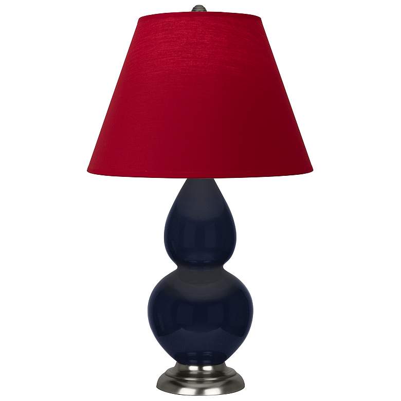 Image 1 Double Gourd 22.75"H Blue And Silver Lamp w/ Rose And Ink Shade