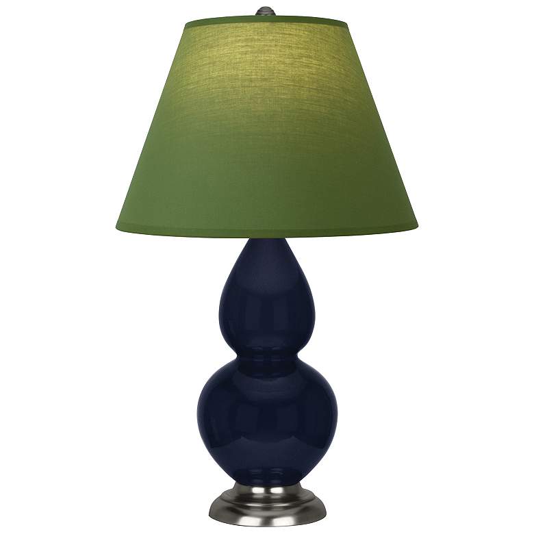 Image 1 Double Gourd 22.75"H Blue And Silver Lamp w/ Tea Green And Taupe Shade