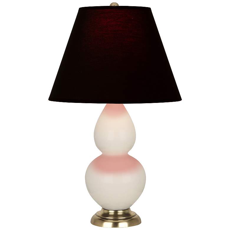 Image 1 Double Gourd 22.75"H Bone And Brass Accent Lamp w/ Ink And Rose Shade
