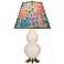 Double Gourd 22.75"H Bone And Brass Accent Lamp w/ Spring Floral Shade