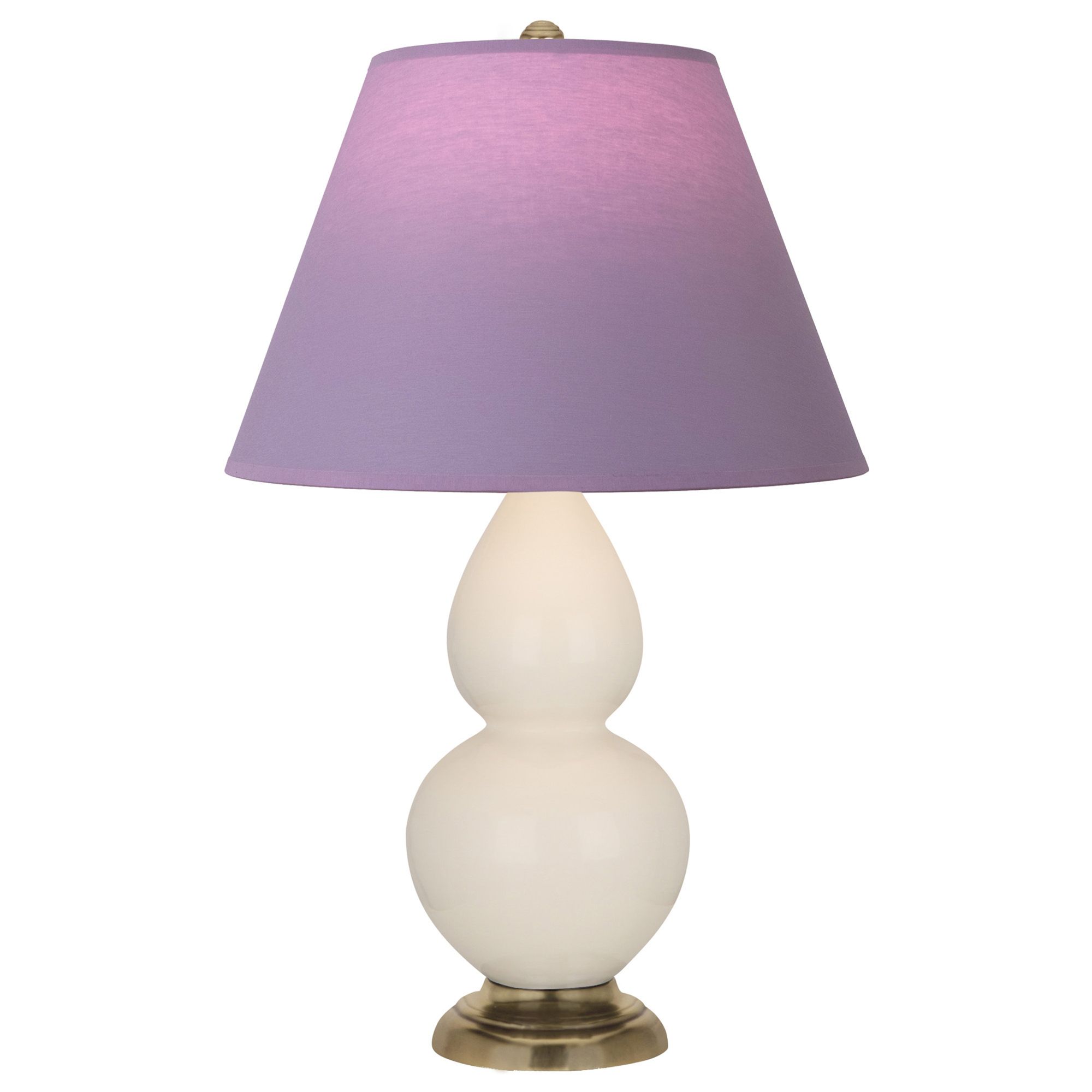 Image 2 Double Gourd 22.75"H Bone And Brass Lamp w/ Lavender And Plum Shade more views
