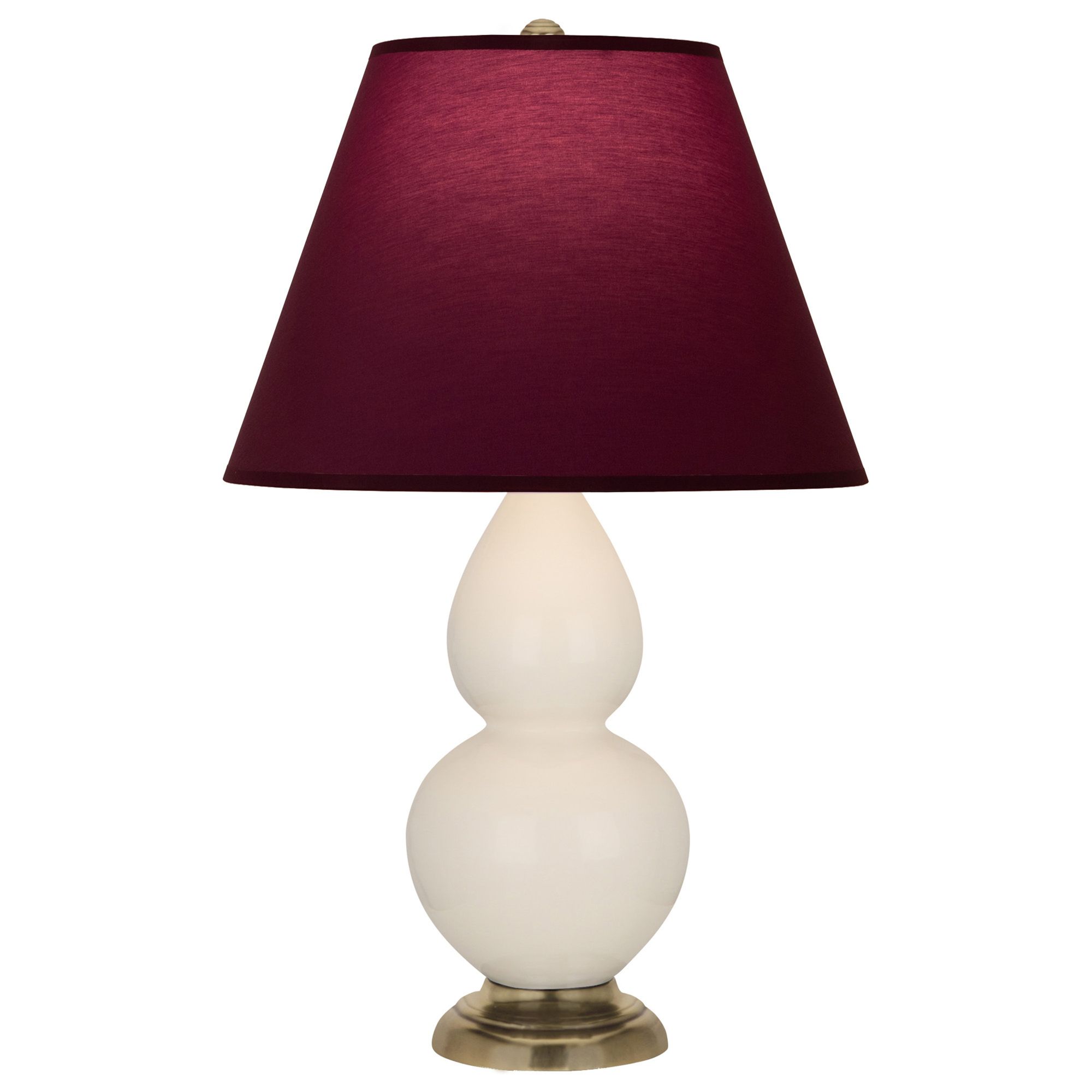 Image 2 Double Gourd 22.75"H Bone And Brass Lamp w/ Plum And Lavender Shade more views