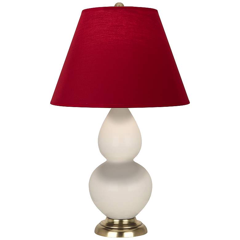 Image 1 Double Gourd 22.75"H Bone And Brass Lamp w/ Rose And Ink Shade