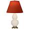 Double Gourd 22.75"H Bone And Brass Lamp w/ Tangerine And Taupe Shade