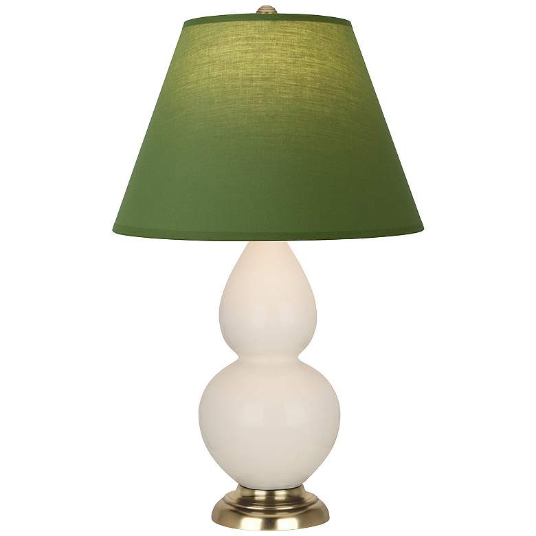 Image 1 Double Gourd 22.75"H Bone And Brass Lamp w/ Tea Green And Taupe Shade
