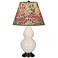 Double Gourd 22.75"H Bone And Bronze Accent Lamp w/ Fall Floral Shade