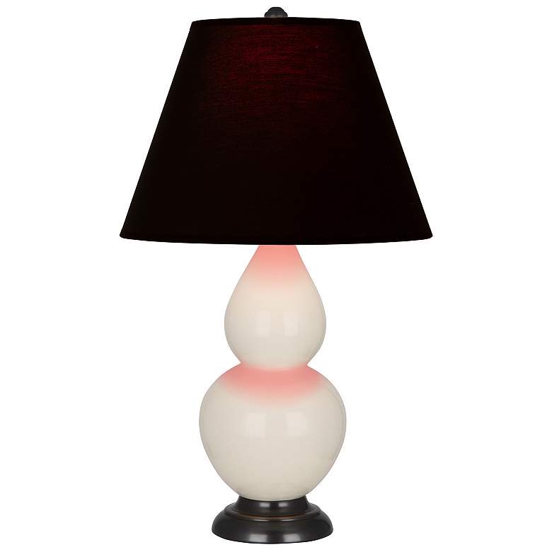 Image 1 Double Gourd 22.75"H Bone And Bronze Accent Lamp w/ Ink And Rose Shade
