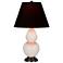 Double Gourd 22.75"H Bone And Bronze Accent Lamp w/ Ink And Rose Shade
