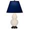 Double Gourd 22.75"H Bone And Bronze Lamp w/ Navy And Gray Shade