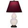 Double Gourd 22.75"H Bone And Bronze Lamp w/ Plum And Lavender Shade