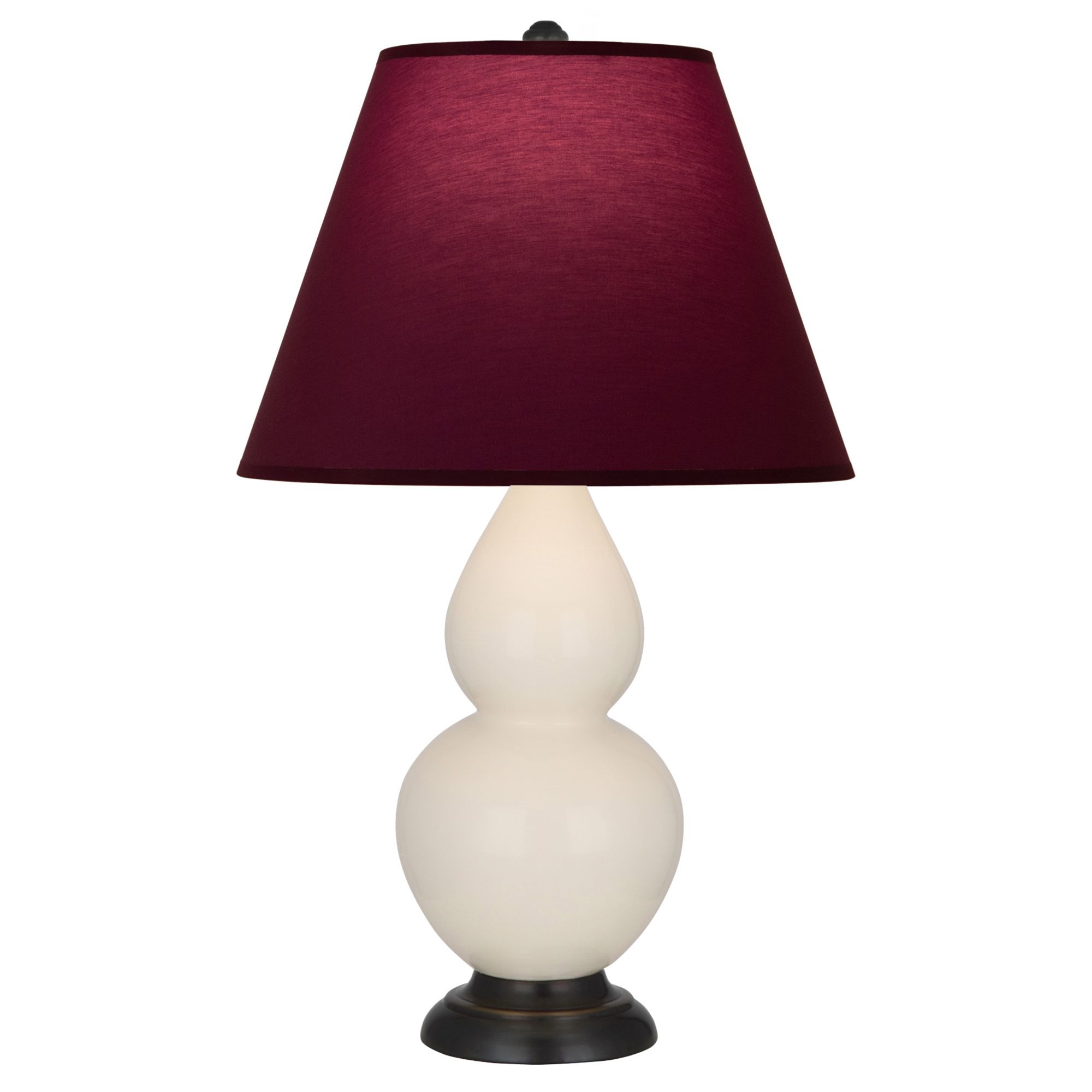 Image 2 Double Gourd 22.75"H Bone And Bronze Lamp w/ Plum And Lavender Shade more views